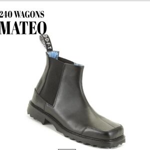 John Fluevog 240 Wagons Mateo Square Toe Mens Black Chelsea Boots US 10.5